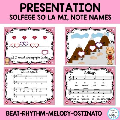 Valentine's Day Music Lesson "Red Hearts, Pink Hearts" Kodaly K-3