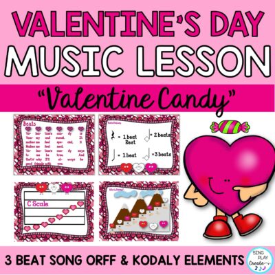 Make sweet sounds in your Valentine's Day music classes with this 3 beat song. Valentine's Day Orff and Kodaly Music Lesson and original song, "Valentine Candy" is a 3 Beat song and music lesson. Orff arrangement, Solfege for all notes, Note Names and Color Notes. And an Ostinato Perfect for Music class lessons or a concert. Adaptable music lessons for K-4 classes.