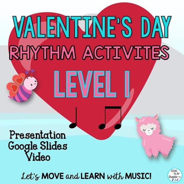 Valentine's Day Rhythm Activities LEVEL 1 : Google Apps Drag & Drop Slides  "Let's play Valentine's Day Rhythms! Level 1 Valentine's Day Rhythm Activities includes video, teaching presentation and google slides activities.

Elementary LEVEL 1 music rhythm activities with drag and drop google slides, digital images for online and in person music class lessons. These Valentine's Day themed activities are interactive and engaging elementary music lessons for in person and online teaching.