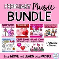 February Elementary Music Lesson Bundle of Music Activities K-6