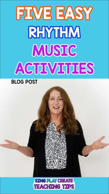 I’m sharing  5 rhythm activities to help your students decode rhythms in elementary music class.
Rhythm activities can be the foundational skills for playing and creating music.
Sandra Hendrickson Sing Play Create