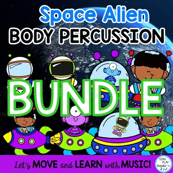 Get ready for lift off! This Space Alien body percussion BUNDLE has all the materials you need to teach the STEADY BEAT and keep students actively engaged. This bundle has many interactive body percussion activities including 2 videos, flash cards, google apps and games. You'll also get lesson plans and activities you can use right away. These activities are a complete UNIT you can use over an entire month (or longer). Prepare for takeoff as students soar with steady beat activities. The Space Alien body percussion activity BUNDLE is a must have for Preschool and Kindergarten classes in the elementary music classroom.