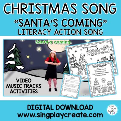 "Santa's Coming" in this fun Christmas Holiday action song and your students will love to sing it! Move with the actions and sing the song to the tune of "Frere Jacques". Easy to learn and fun to perform in an holiday program for younger children.