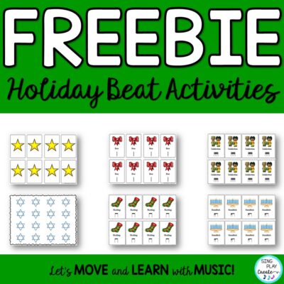 Free Holiday themed rhythm cards from the Sing Play Create Free Resource Library.