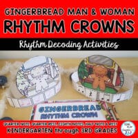 Gingerbread Man Rhythm Crowns, Headbands, Hats: Decoding Rhythm Activities