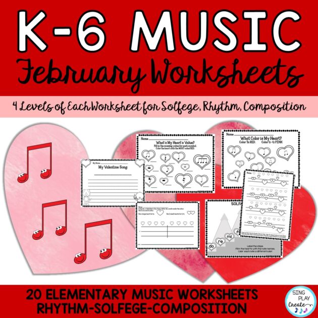 February Music Composition and Notation Worksheets