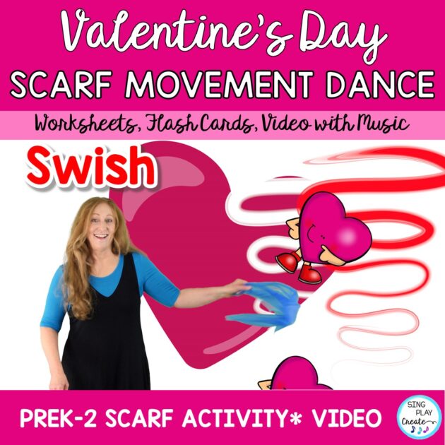 Valentine's Day Scarf Activity Video, Brain Break, PE, Music, Creative Movement