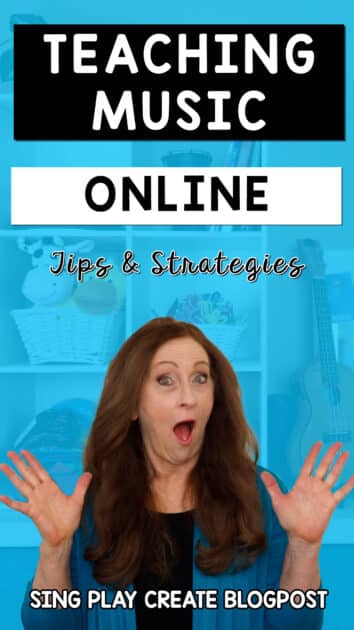 Tips for Teaching Elementary Music Online  In this blog post I'm sharing tips for teaching elementary music online. Ideas for classroom management, lesson planning and engagement.  SING PLAY CREATE