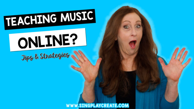 In this blog post I'm sharing tips for teaching elementary music online. Ideas for classroom management, lesson planning and engagement.