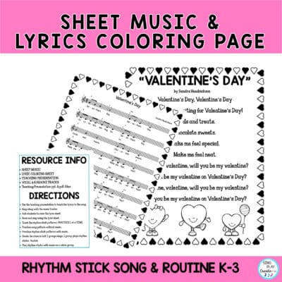 Valentine's Day Rhythm Stick Song Activity: K-3