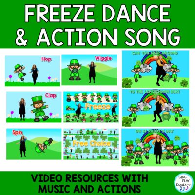 St. Patrick's Day PreK-2 Movement Activity Bundle : Scarf, Freeze Dance & Action Songs