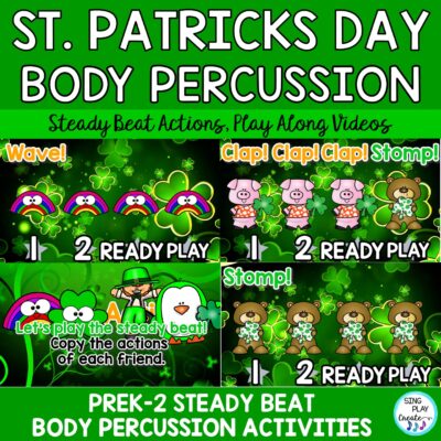 St. Patrick’s Day Body Percussion Play Along Activities PreK-Kinder Music activities. Move on the Steady Beat with these fun St. Patrick's Day Leprechauns.