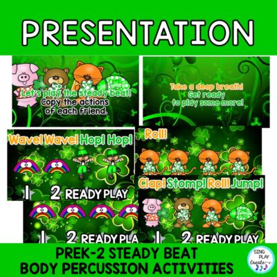 St. Patrick’s Day Body Percussion Play Along Activities PreK-Kinder Music activities. Move on the Steady Beat with these fun St. Patrick's Day Leprechauns.