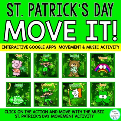 St. Patrick's Day MOVE IT! Brain Break, Movement Game| Interactive Google Slides. FUN, INTERACTIVE music and movement brain break activity.