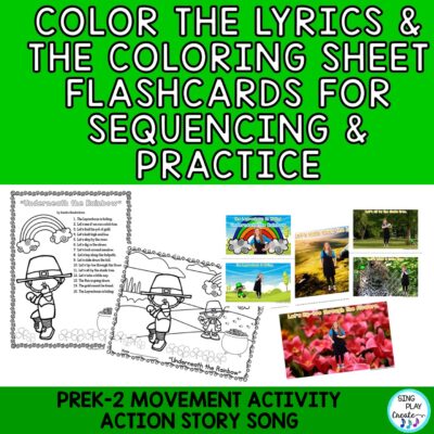 Fun St. Patrick's Day action song "Underneath the Rainbow". This is a story song to act out "looking" for the leprechaun. PreK-2