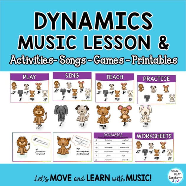 Music Dynamics Lesson  & Activities: Song, Games, Worksheets, Flash Cards