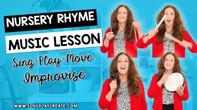 HOW TO MAKE A NURSERY RHYME A MUSIC LESSON In this blog post I’m sharing ideas on how to make a nursery rhyme a music lesson Teaching steps for beat, rhythm, playing instruments, Creating, and Improvising activities.