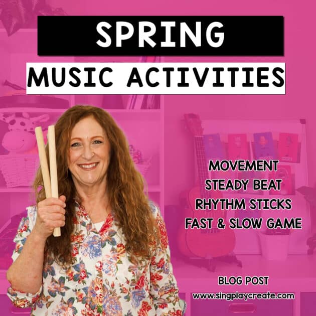 Are you ready for spring music activities?  These activities are for the PreK-2nd grade child.  You can do these activities at home or in a music classroom.
I'm sharing tips on how to teach and then showing you the activities.
Hoping these will help you this week in your lesson planning.
FREE ACTIVITIES!
LEARN MORE