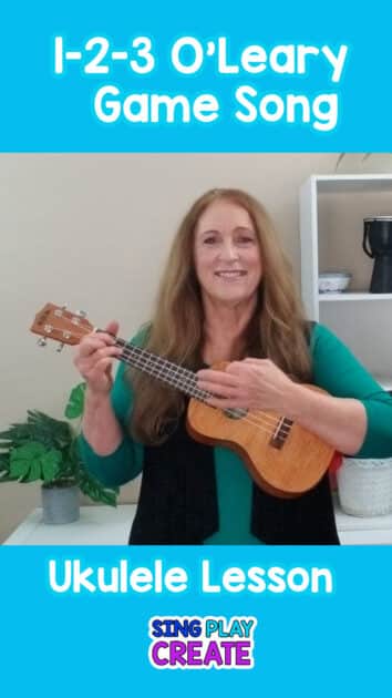 Ukulele Lesson  for ""One Two Three O' Leary"" Irish  Folk Song
by Sandra at Sing Play Create for the elementary music teacher.
I'm sharing some ukulele teaching tips and a mini lesson to teach this Irish folk song in your elementary music classroom.  FREE MUSIC ACTIVITIES: