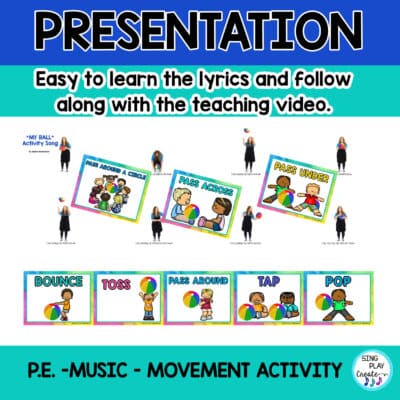 Ball song "My Ball" helps children to explore playing with a ball, develop a sense of beat, and develop eye hand coordination, fine and gross motor skills.