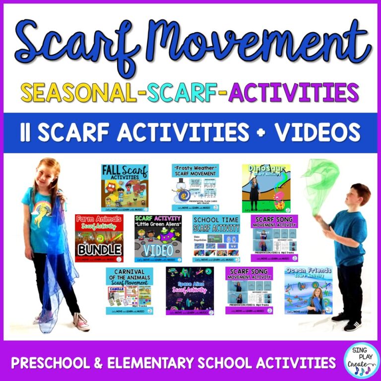 Scarf Movement Activity Bundle 3 Entire School Year: Music, PE, Preschool