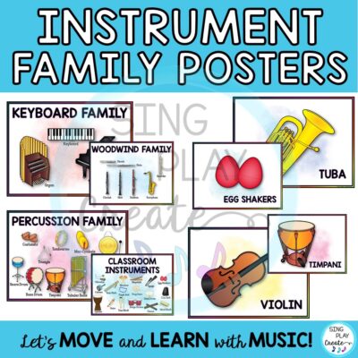 Teach Instrument Families and the instruments of the orchestra, music room, home using these lovely instrument family and instrument posters and flashcards.