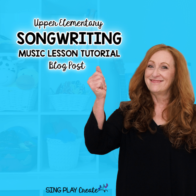 I'm sharing some ideas on how to teach songwriting in music class. If you are ready to help your upper elementary music students learn how to write a song, then this post is for you.
This upper elementary music lesson tutorial will give you the tools you need to create a music lesson unit for your students.
SING PLAY CREATE BLOG POST