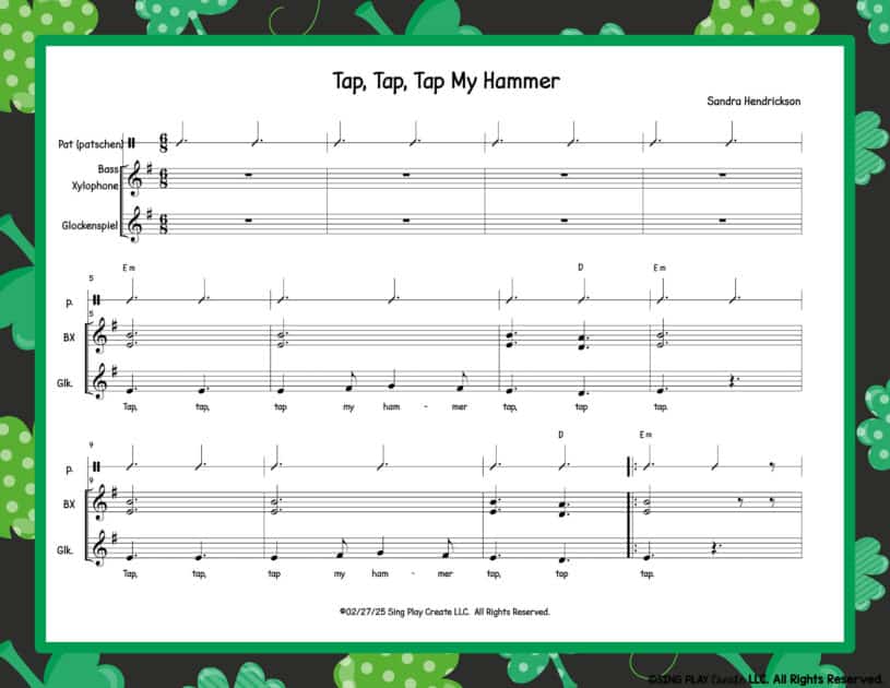 Scarf music and movement activity using St. Patrick's Day story book "How to Catch a Leprechaun".  Original song by Sandra Hendrickson at Sing Play Create