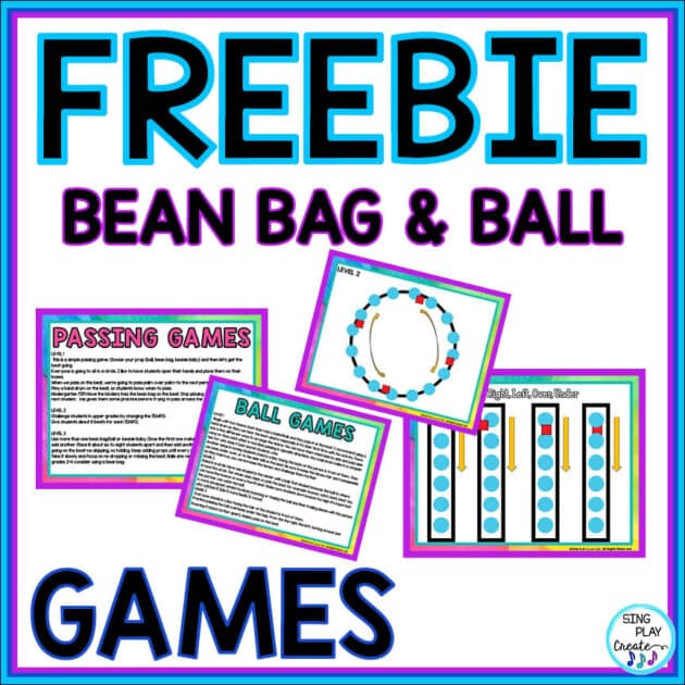 Free bean bag and ball games for music class, elementary music teachers, music education classes grades K-6. Join now to gain access to over 200 freebies. Sing Play Create